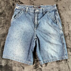 Vintage 80's Aeropostale Women Denim Cargo Utility Shorts Blue A87 Size 31